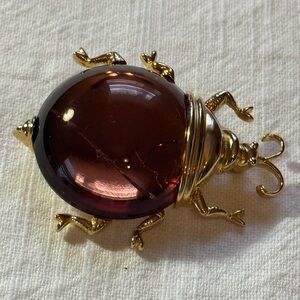 Elegant Gold and Brown Beetle Brooch